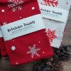 Snowflake Kitchen Towel (red cotton) - Image 5