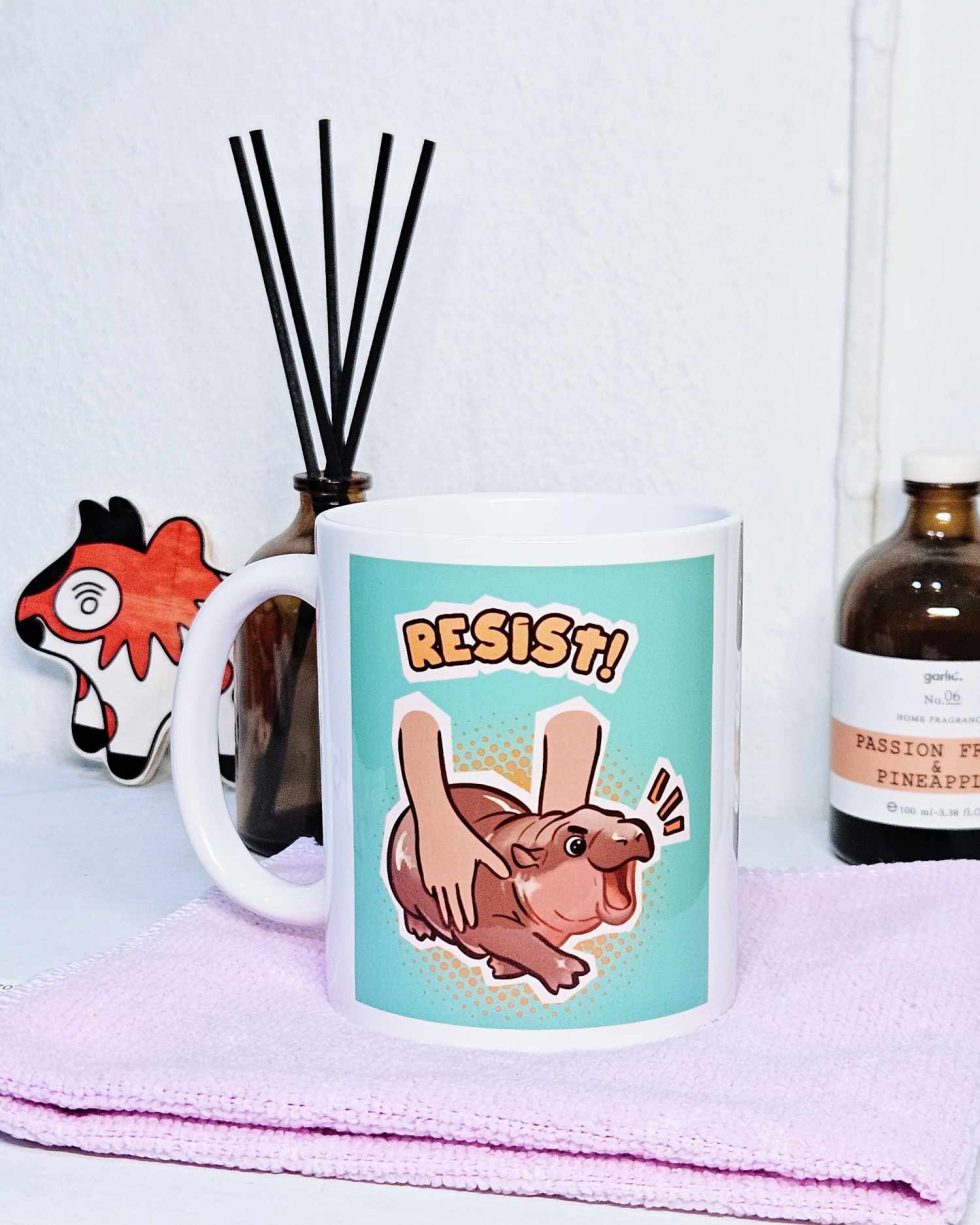 Moo Deng Resist! Mug - Image 8